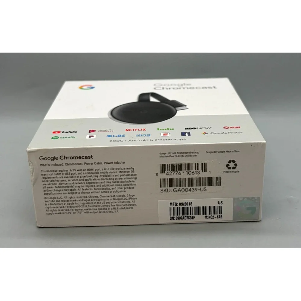 Google Chromecast (3rd Gen) Media Streamer (NC2-6A5)
